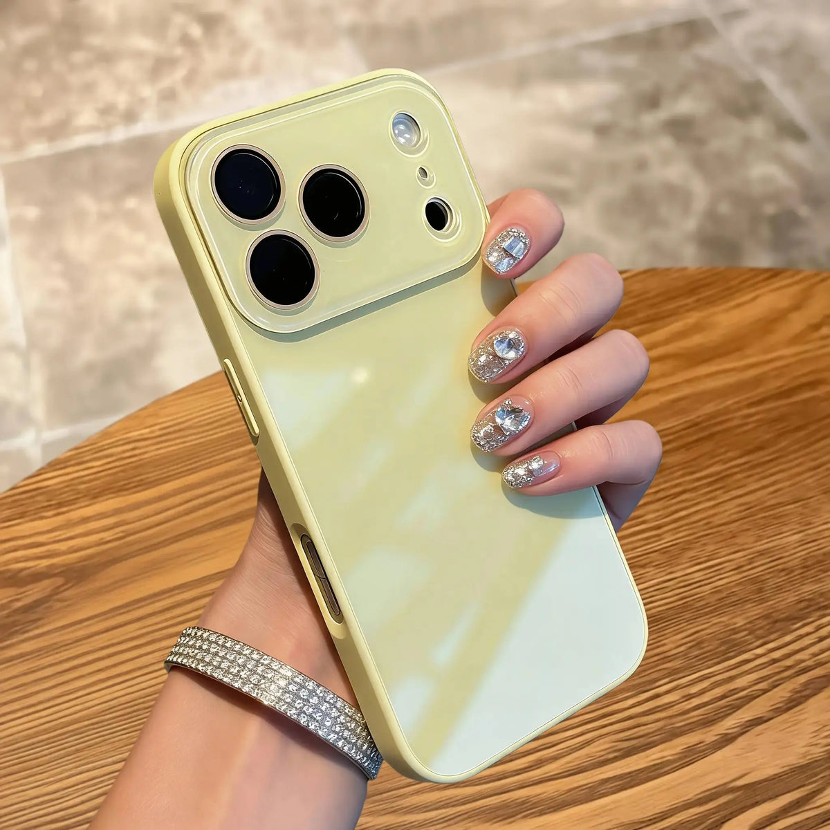 Milk Tea Brown Macaron Ice-Sense Glass Smartphone Case - Comprehensive Lens Protection for iPhone 13, 14, 15, 16/16 Pro, and 17 Pro/17 Pro Max Accessories