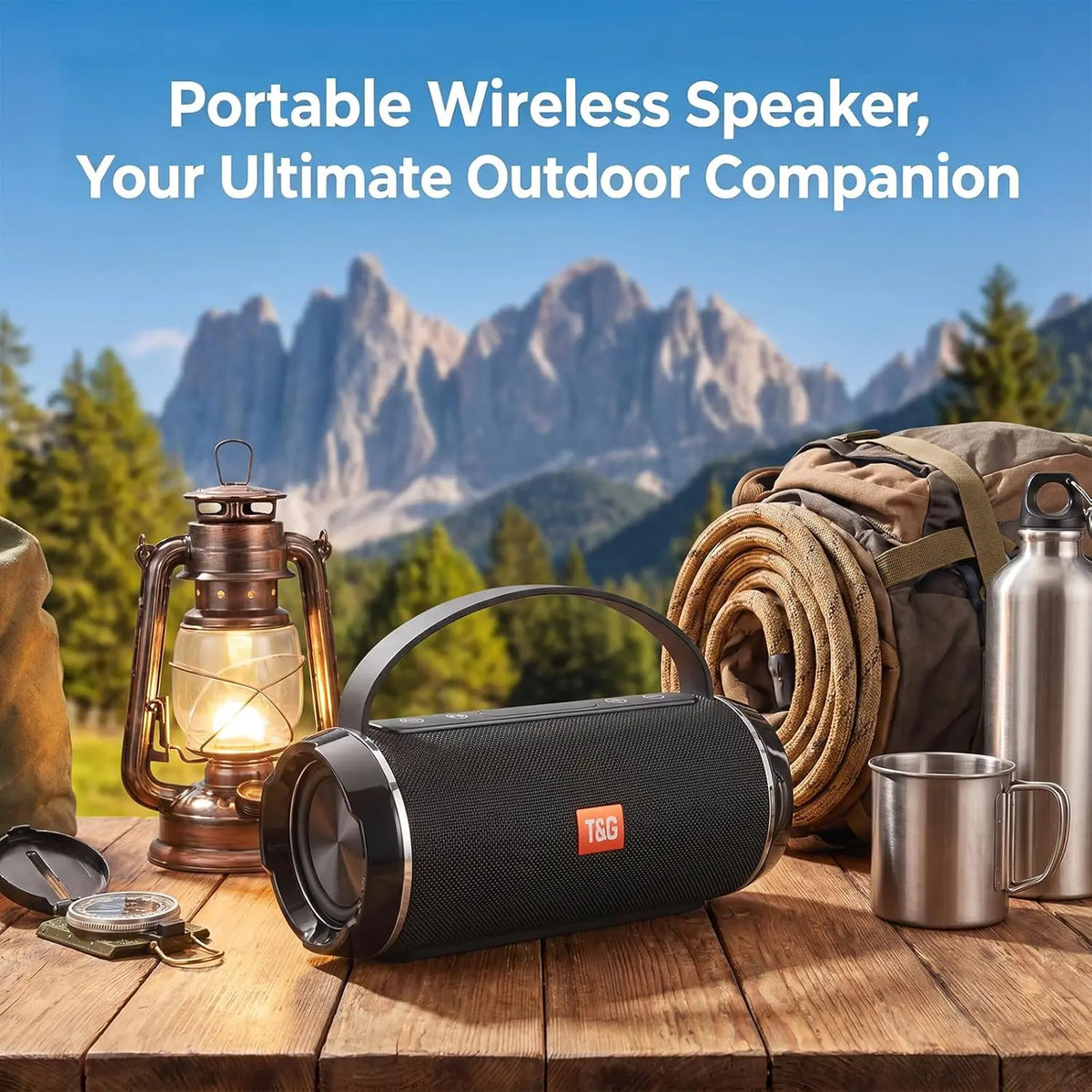 T&G116C Portable Bluetooth Speaker - Waterproof Outdoor Speaker with HD Audio, Enhanced Bass, IPX5 Rating, Compact Design, Wireless Stereo Pairing, Perfect for Travel and Outdoor Events