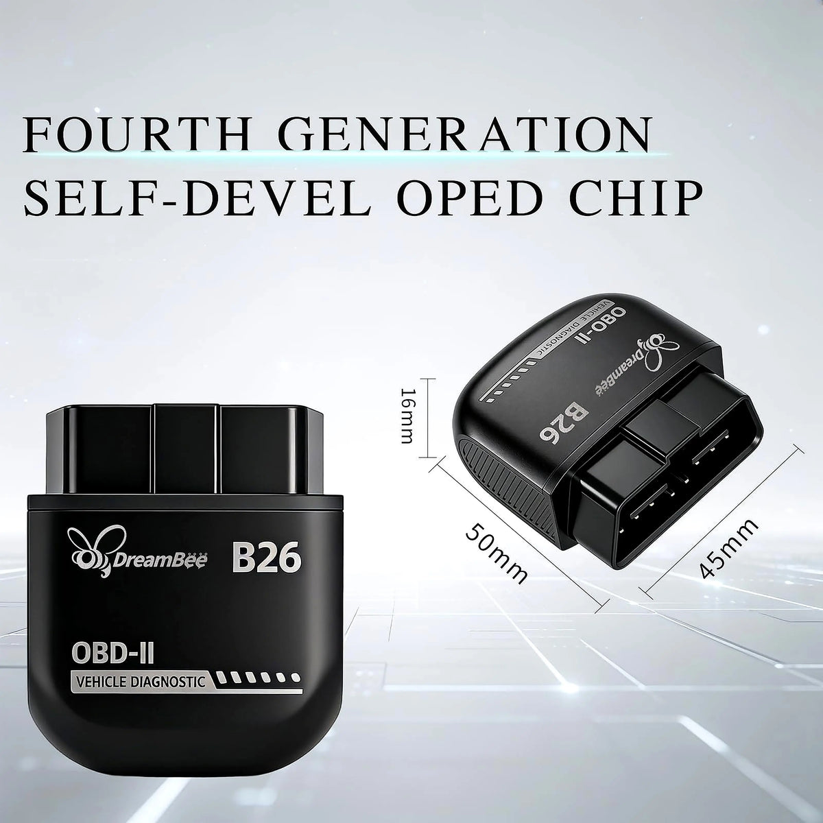 Dreambee B26 Mini Compact Handheld Wireless Bluetooth 5.1 OBD2 Scanner for 12V Gasoline Vehicles - Plug-and-Play Car Diagnostic Tool for iOS & Android, Multilingual Support, Real-Time Data, Code Reading/Clearing for Routine Maintenance