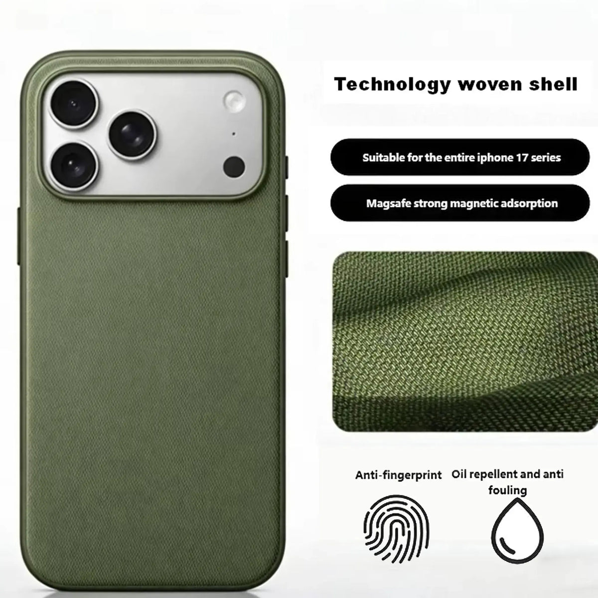 Woven Textured MagSafe-Compatible iPhone Series Case - Shockproof Protection with Raised Bezels and Anti-Slip Design for iPhone 18 Pro Max, 17 Pro Max, 16, 15, 14 Pro, Pro Max, and 13 Air Smartphones