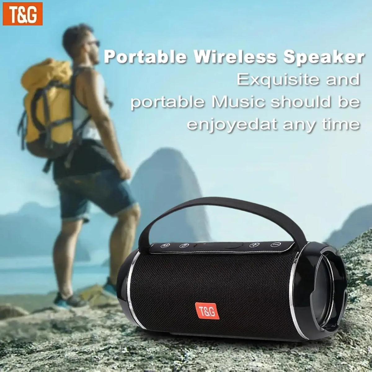 T&G116C Portable Bluetooth Speaker - Waterproof Outdoor Speaker with HD Audio, Enhanced Bass, IPX5 Rating, Compact Design, Wireless Stereo Pairing, Perfect for Travel and Outdoor Events