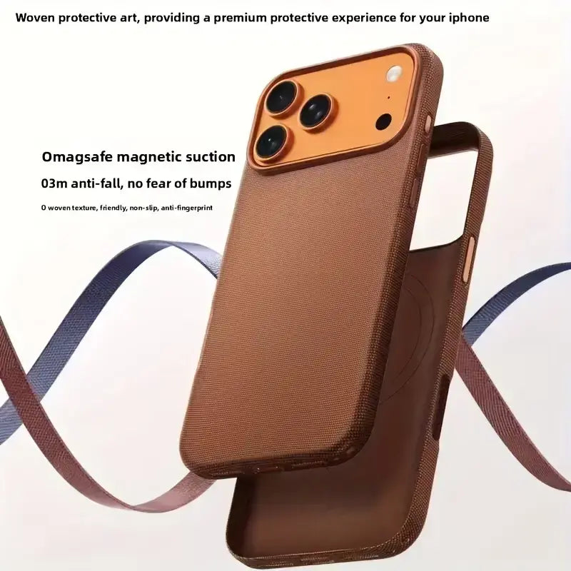 Woven Textured MagSafe-Compatible iPhone Series Case - Shockproof Protection with Raised Bezels and Anti-Slip Design for iPhone 18 Pro Max, 17 Pro Max, 16, 15, 14 Pro, Pro Max, and 13 Air Smartphones
