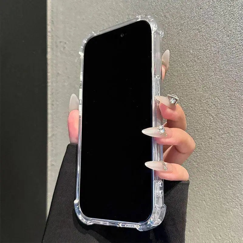 Full-Screen Floral Pattern Phone Case for iPhone 17, 16, 15, 14, 13, 12, Pro Max, and Plus - Transparent Non-Yellowing Shockproof Soft Silicone Cover with Airbag Protection