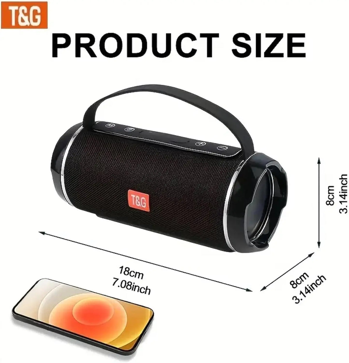 T&G116C Portable Bluetooth Speaker - Waterproof Outdoor Speaker with HD Audio, Enhanced Bass, IPX5 Rating, Compact Design, Wireless Stereo Pairing, Perfect for Travel and Outdoor Events