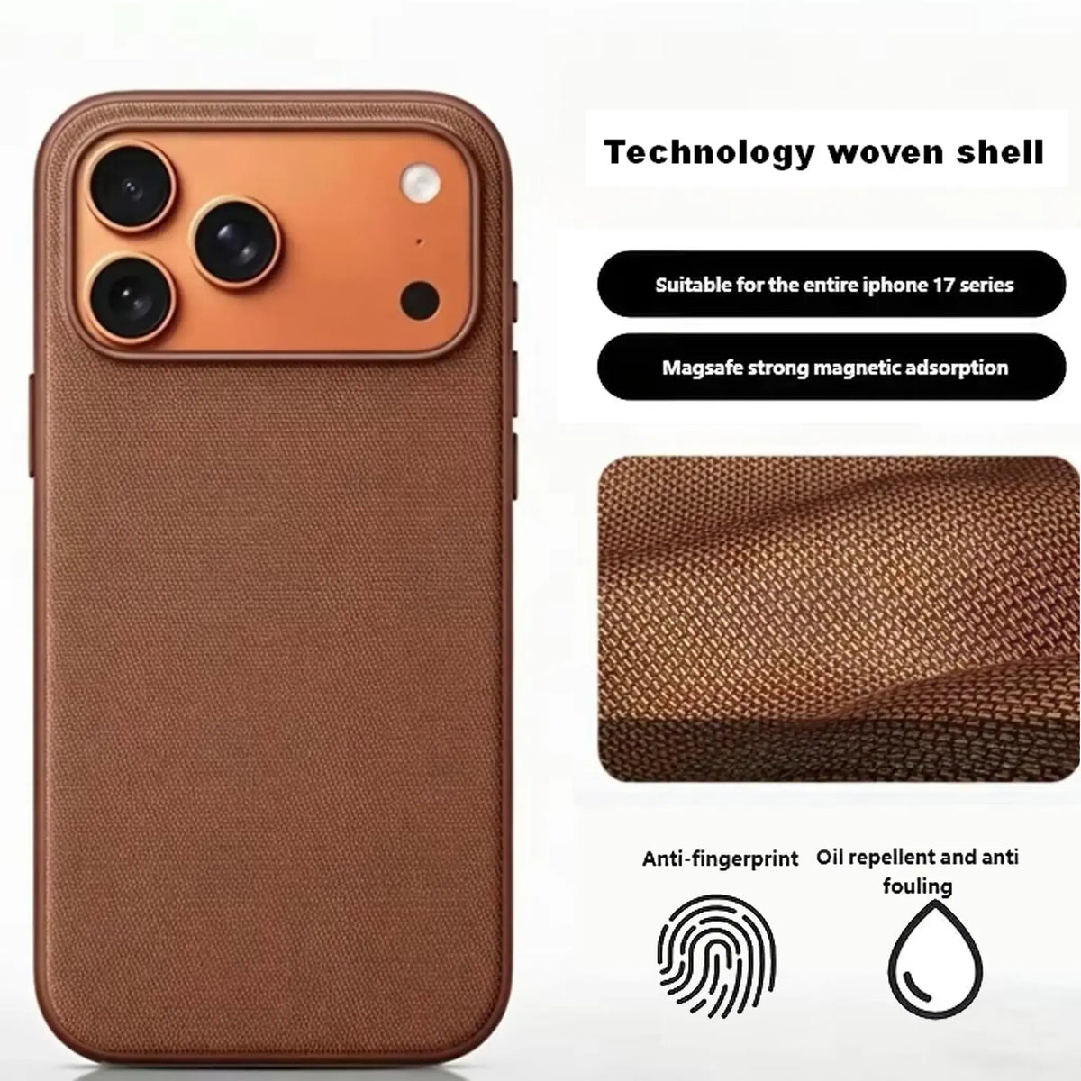 Woven Textured MagSafe-Compatible iPhone Series Case - Shockproof Protection with Raised Bezels and Anti-Slip Design for iPhone 18 Pro Max, 17 Pro Max, 16, 15, 14 Pro, Pro Max, and 13 Air Smartphones
