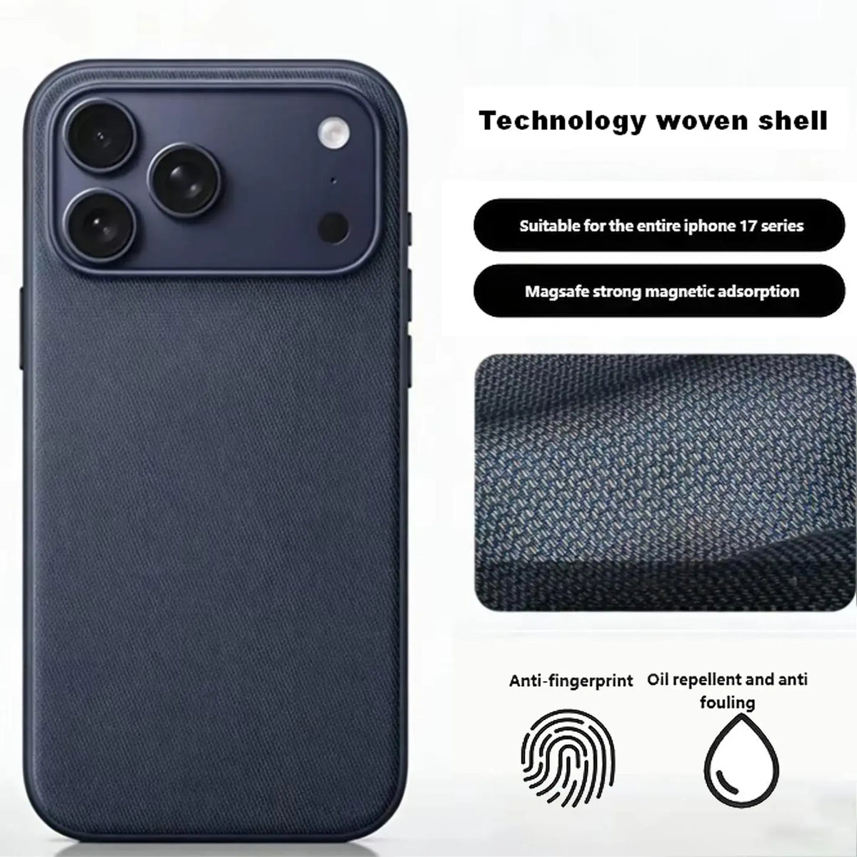 Woven Textured MagSafe-Compatible iPhone Series Case - Shockproof Protection with Raised Bezels and Anti-Slip Design for iPhone 18 Pro Max, 17 Pro Max, 16, 15, 14 Pro, Pro Max, and 13 Air Smartphones