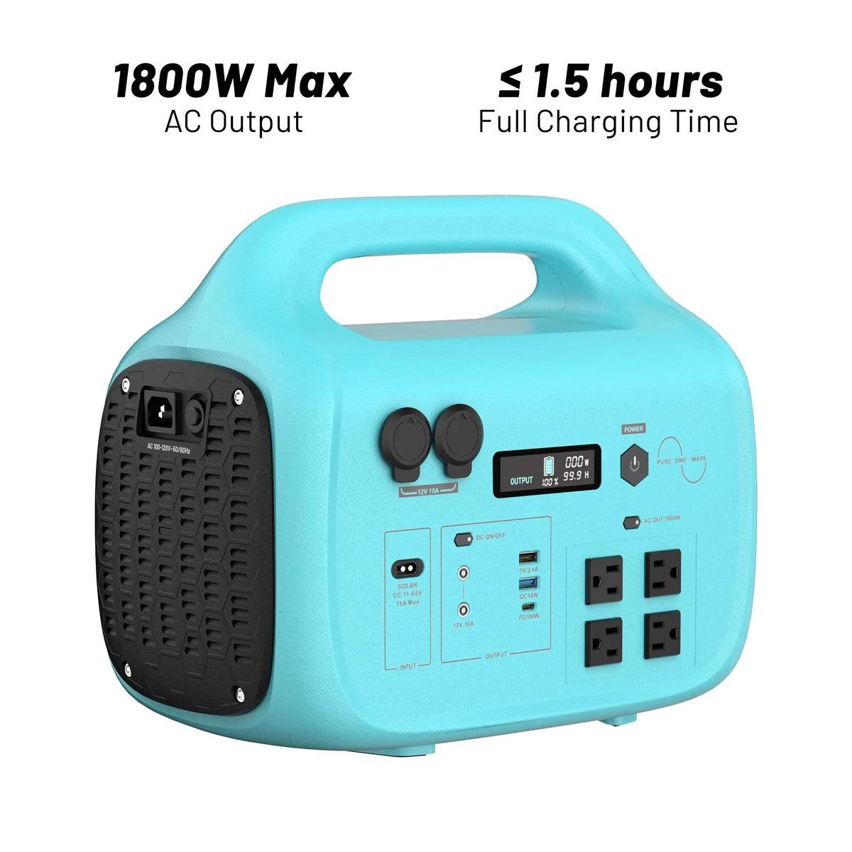 Tik Portable Power Bank - 1800W/1024Wh LiFePO4 Battery with Fast Charging, UPS Functionality, Multiple Outputs, and Solar Energy Storage for Camping, RV Travel, and Home Use (Optional Solar Panel Available)