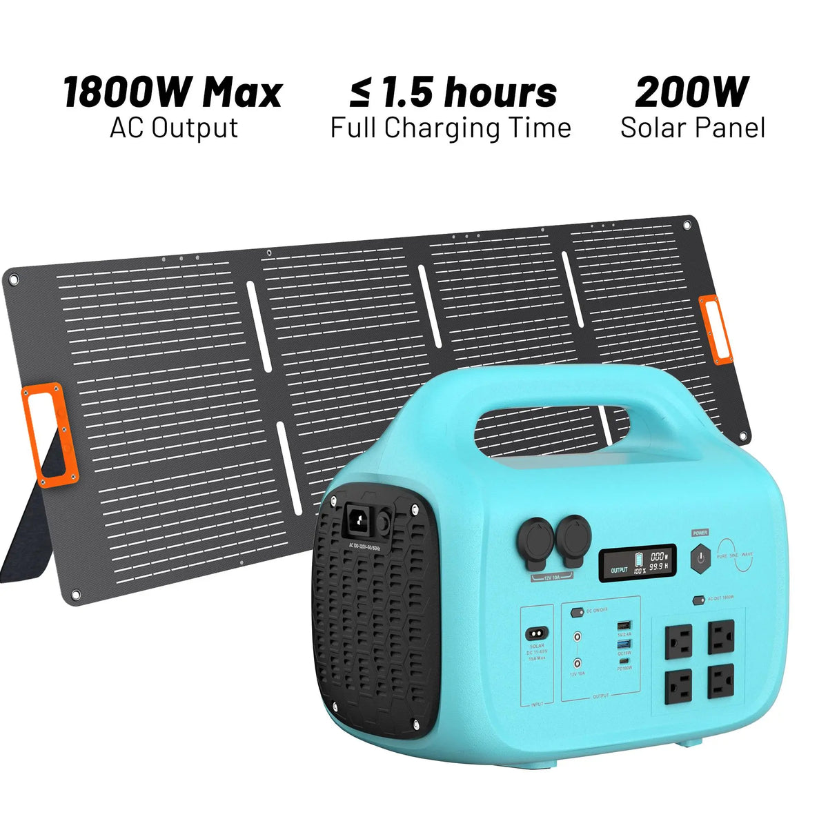 Tik Portable Power Bank - 1800W/1024Wh LiFePO4 Battery with Fast Charging, UPS Functionality, Multiple Outputs, and Solar Energy Storage for Camping, RV Travel, and Home Use (Optional Solar Panel Available)