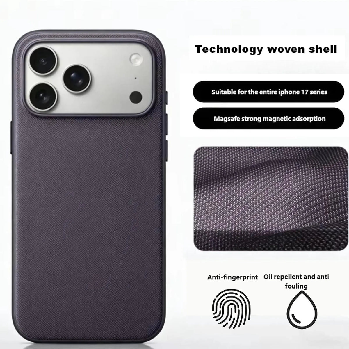 Woven Textured MagSafe-Compatible iPhone Series Case - Shockproof Protection with Raised Bezels and Anti-Slip Design for iPhone 18 Pro Max, 17 Pro Max, 16, 15, 14 Pro, Pro Max, and 13 Air Smartphones