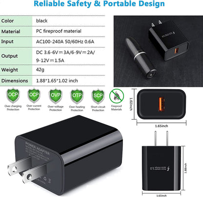 Type C Charger Fast Charger for Samsung Galaxy S26 S25 S24 S23 S22 S21 Z Fold7 A57 A37 A17 A56 A36 A26 A16 A55 A35 A25 A15 A54 A14 A53 A13,Quick Charge 3.0 Car Charger Wall Adapter+3Ft 6FT USB C Cable