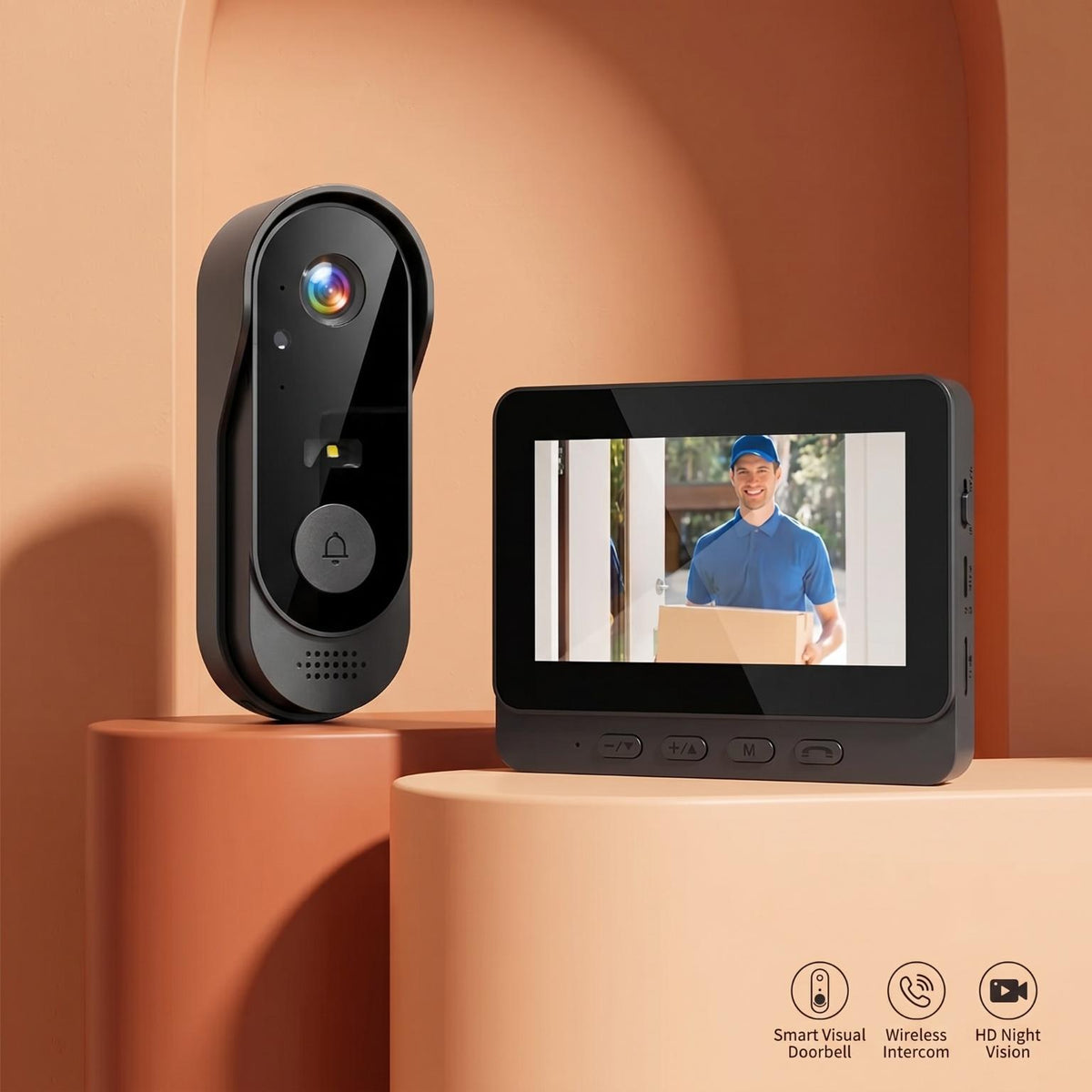 X8 Wireless Rechargeable Smart Doorbell Camera - 1080P HD Security Camera with Night Vision, Two-Way Audio, IP65 Waterproof Rating, Video Intercom, and Privacy Protection