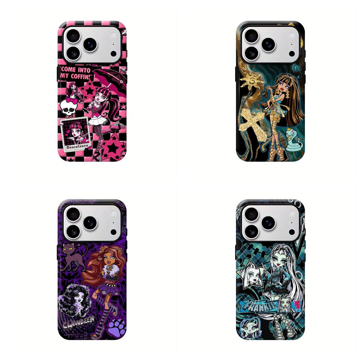 Monster High Characters Durable Phone Case for iPhone 11/12/13/14/15/16/17 Pro Max - Unisex Halloween Accessory