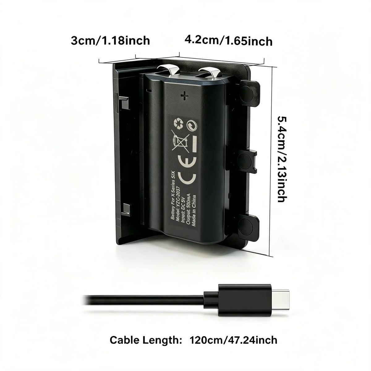 Tuodes 15-Hour High-Capacity Battery Pack for Xbox Series X Controller with 1200mAh and USB Cable for Optimized Gaming on Xbox Series S