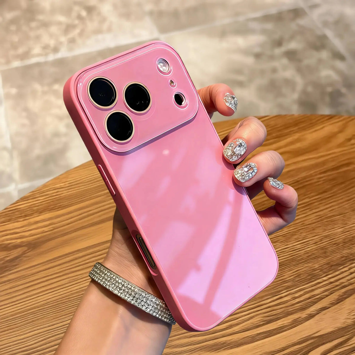 Milk Tea Brown Macaron Ice-Sense Glass Smartphone Case - Comprehensive Lens Protection for iPhone 13, 14, 15, 16/16 Pro, and 17 Pro/17 Pro Max Accessories