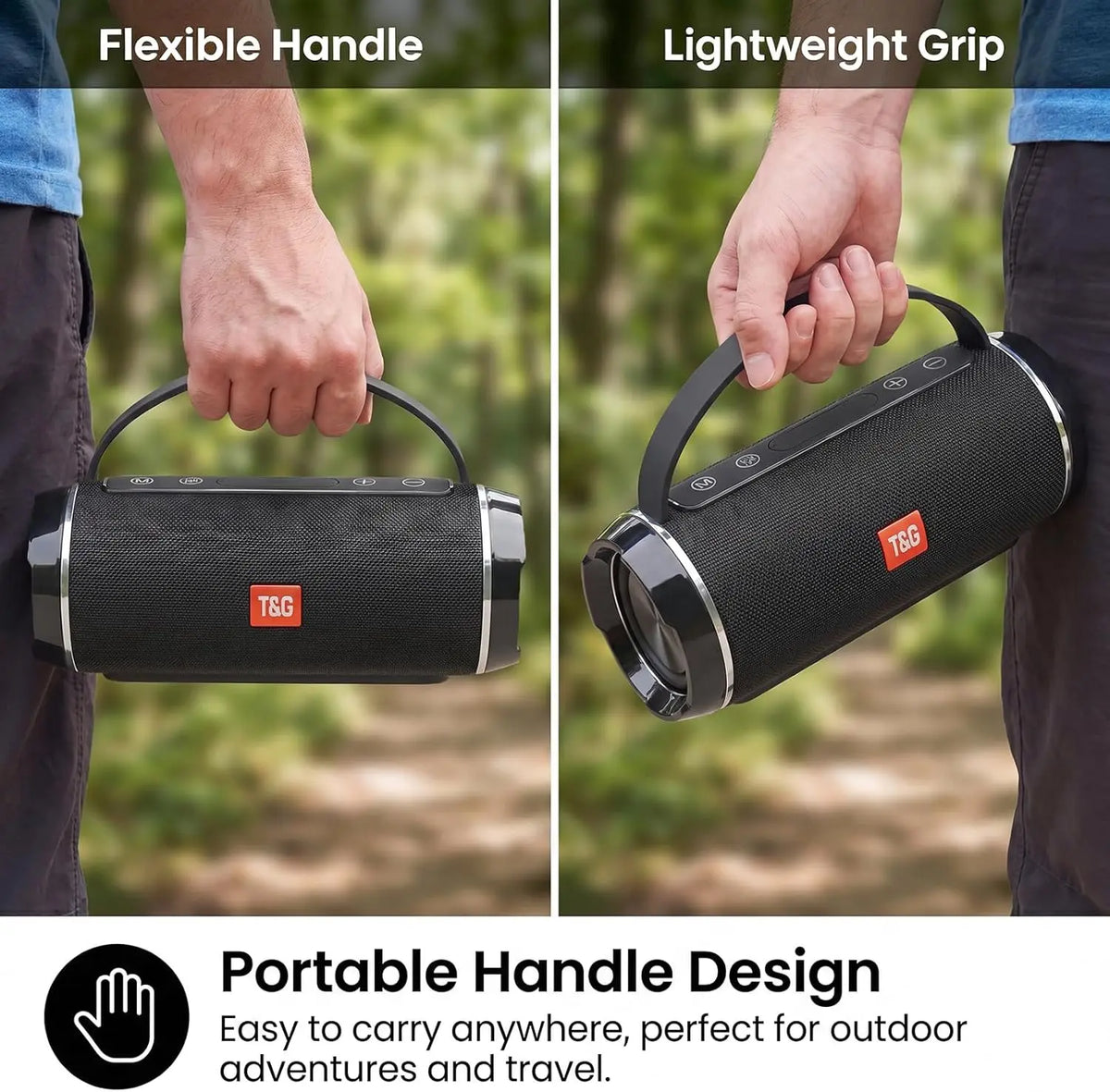 T&G116C Portable Bluetooth Speaker - Waterproof Outdoor Speaker with HD Audio, Enhanced Bass, IPX5 Rating, Compact Design, Wireless Stereo Pairing, Perfect for Travel and Outdoor Events