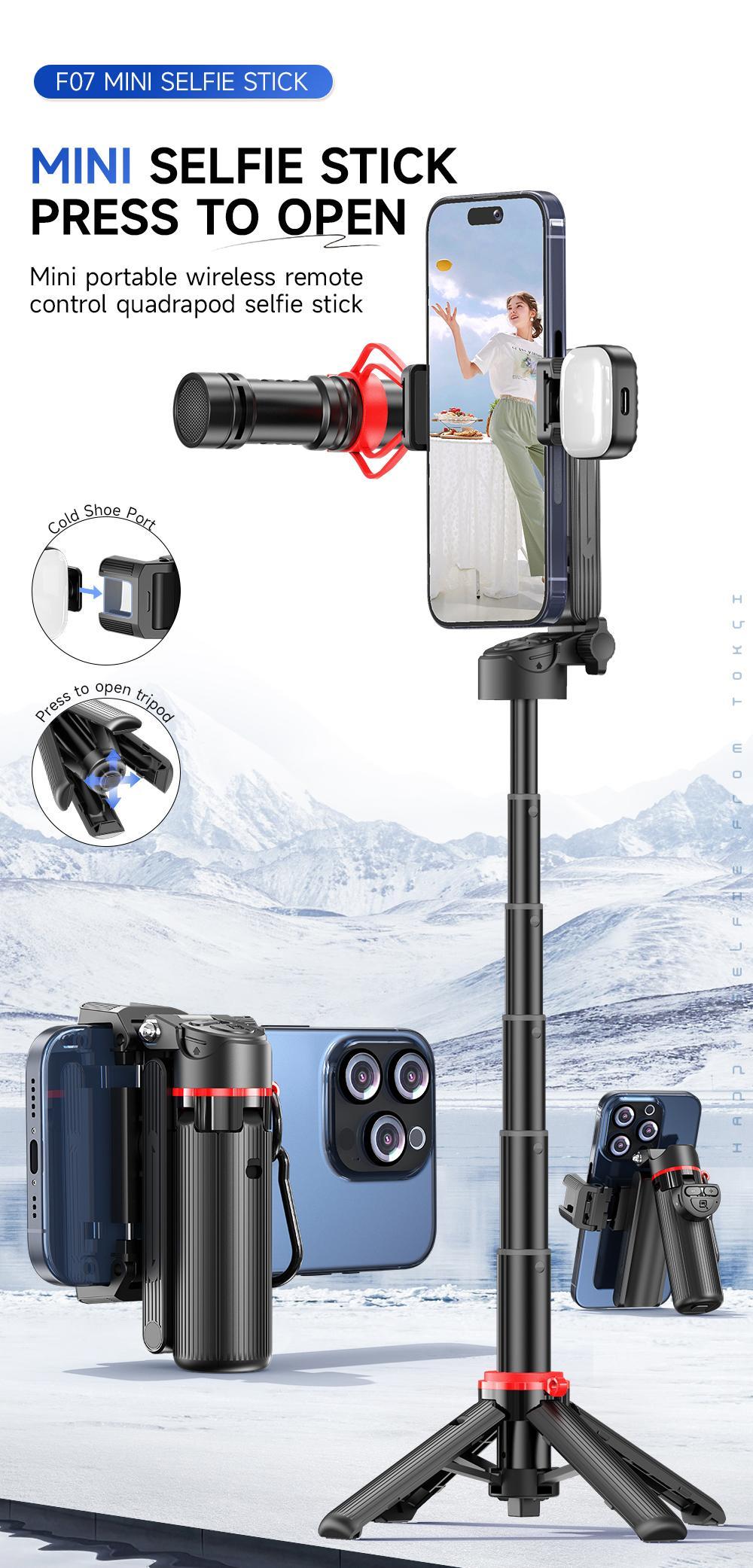All-in-One Telescopic Selfie Stick with Bluetooth Remote and Hook, Silicone-Stabilized Extendable Tripod for Smartphones, Packaged Streaming Equipment, Portable Travel Accessory