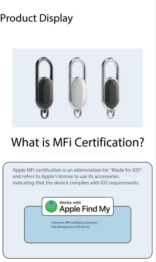 Metal Carabiner-Style GPS Tracker with Global Tracking - Waterproof Anti-Lost Keychain for Personal Belongings, 12-Month Battery Life, iOS-Compatible for Keys and Luggage